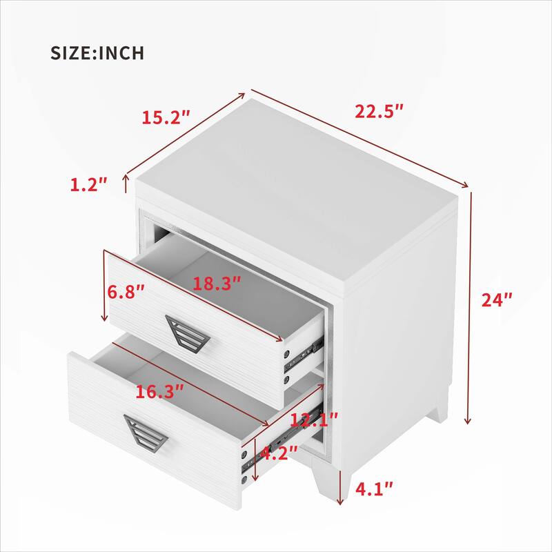Elegant Nightstand with Metal Handle and Sparkling Shiny Decoration