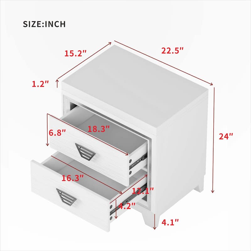 Elegant Nightstand with Metal Handle