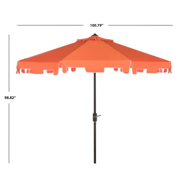 SAFAVIEH Zimmerman 9ft Round Outdoor Patio Umbrella - UV Resistant with Button Tilt