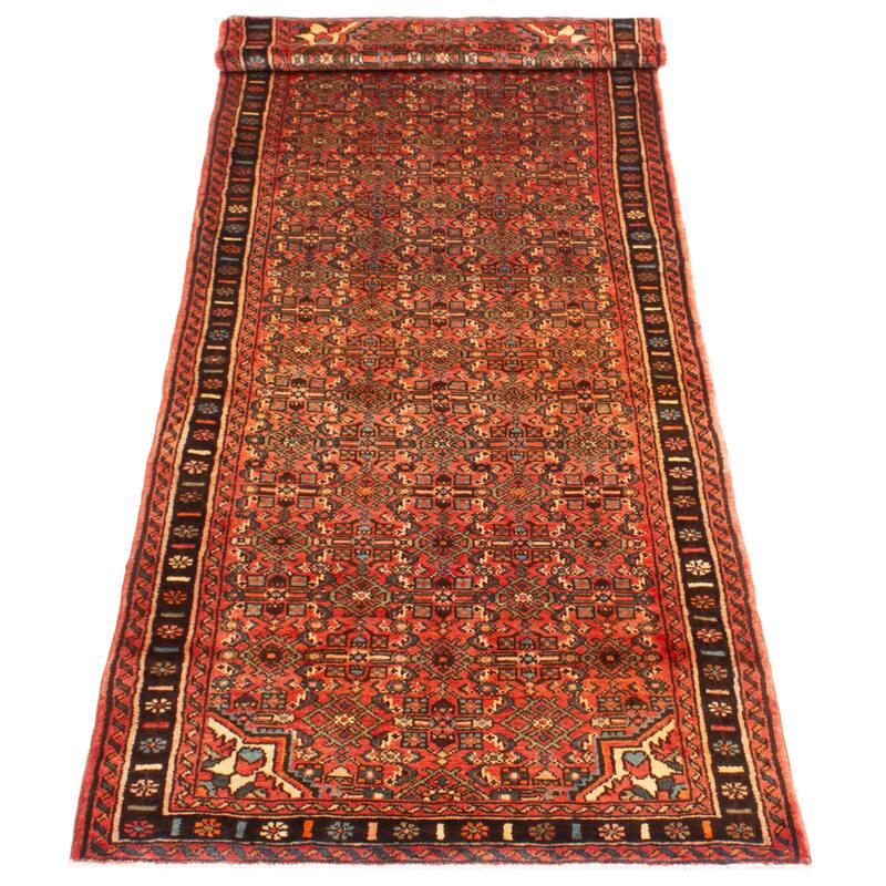 ECARPETGALLERY Hand-knotted Andelz Red Wool Rug - 3'6 x 10'1