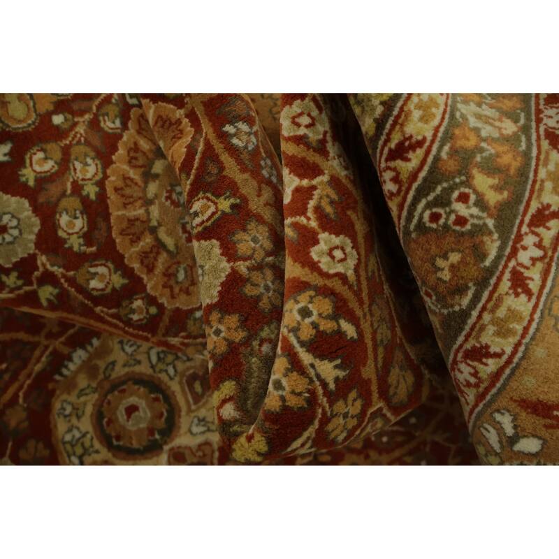Hand Knotted Oriental 100% Wool Carpet Traditional All-Over Oranges & Rust Tabriz Area Rug - 14' 3'' X 10' 1''