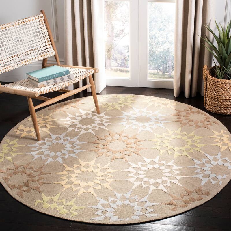 Martha Stewart by SAFAVIEH Quilt Cotton Rug - 6' Round - Opal/Grey