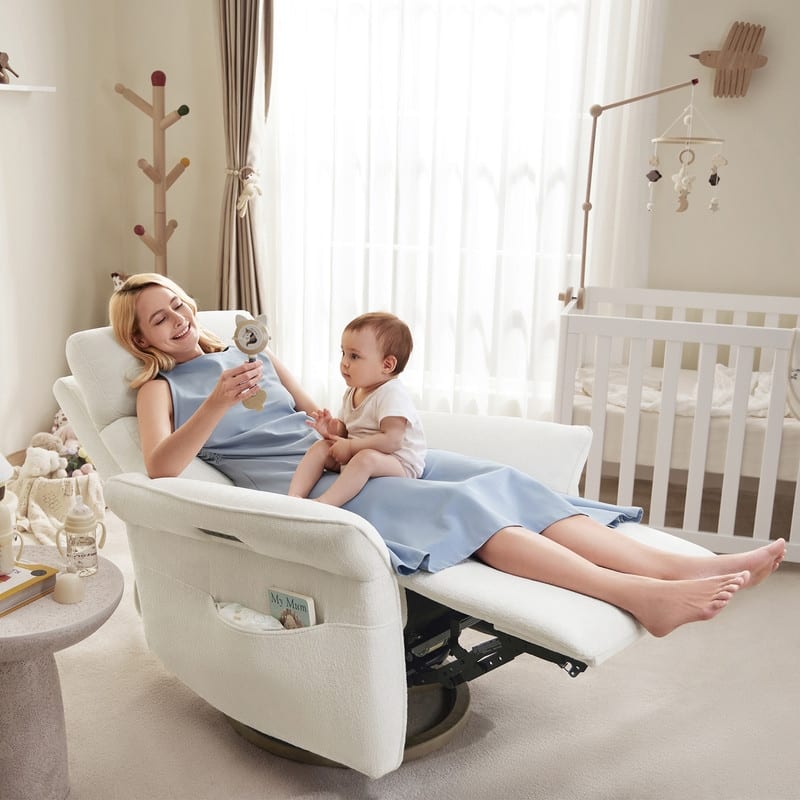 Spruce & Spring Power Swivel Recliner Chair Triple-Motor Nursery Glider