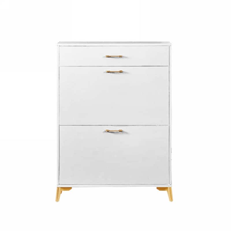 32 in.W 3-Tier MDF Shoe Storage Cabinet with Flip-Top Drawers