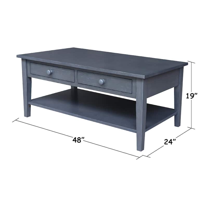 Spencer Solid Parawood Coffee Table - 48 in. W x 24 in. D x 19 in. H
