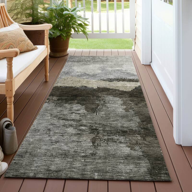 Machine Washable Indoor/ Outdoor Modern Contemporary Chantille Rug