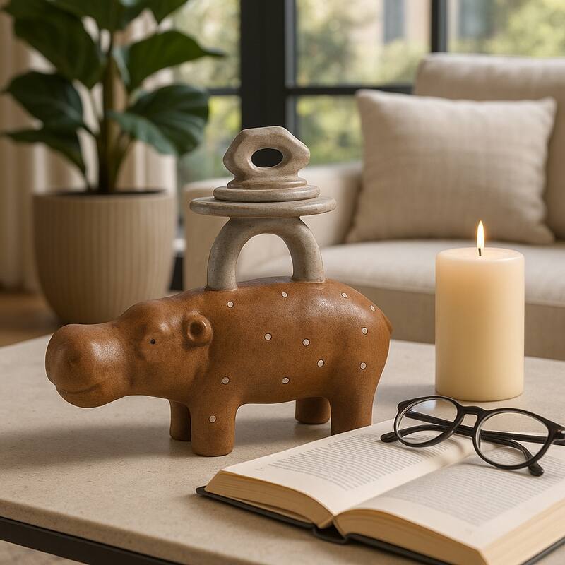 Decorative Stacked Animal Figurines - 8" Multi - Tan - 8.0"