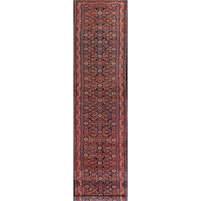 Hand Knotted Oriental 100% Wool Carpet Traditional Floral Navy Blue & Blues Mahal Runner Rug - 18' 9'' X 3' 1''