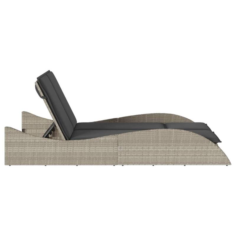 vidaXL Patio Sun Lounger Light Gray PE Rattan, Powder-Coated Steel Double - 44.9" x 80.7" x 28.7"/ 1