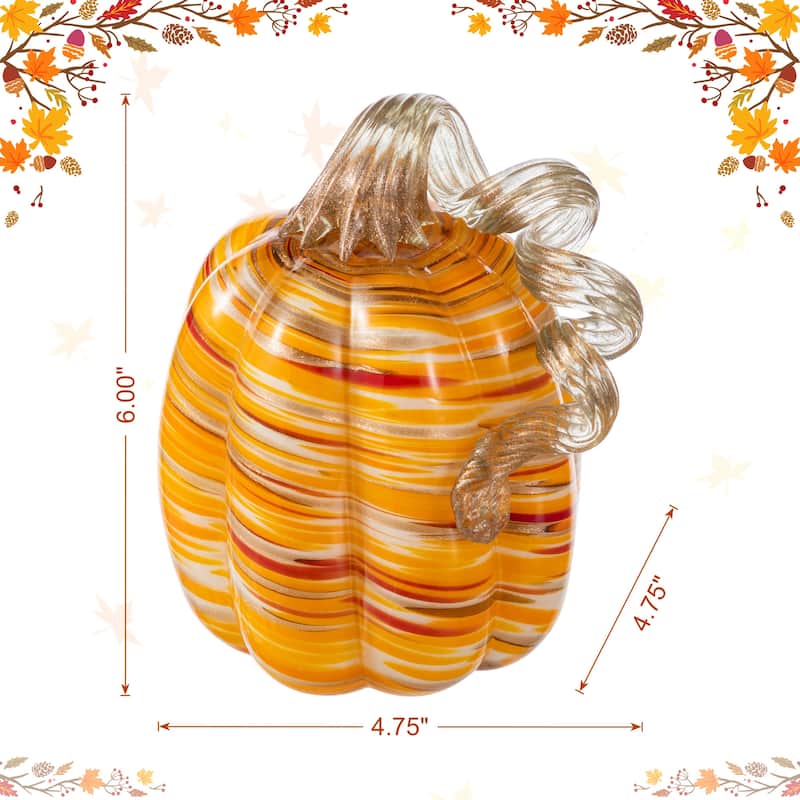 Glitzhome Fall Harvest Glass Pumpkin & Gourd Decor Halloween Thanksgiving Centerpiece (Set of 2/Set of 3)