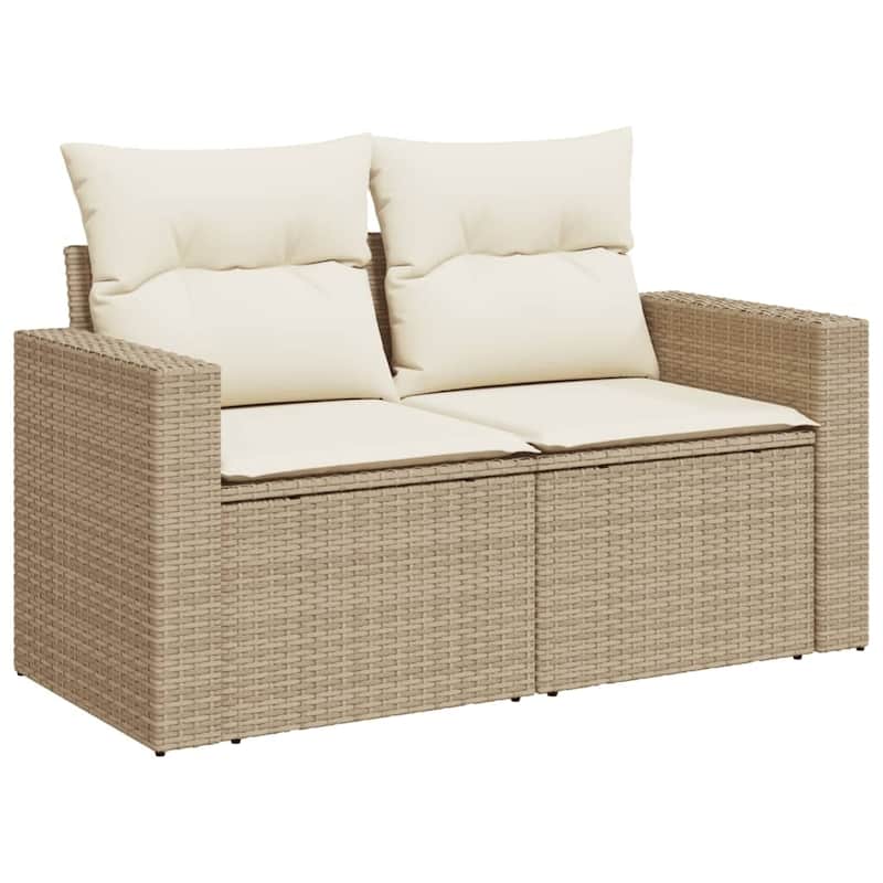 vidaXL Patio Sofa Set with Cushions Outdoor Furniture 9 Piece Poly Rattan