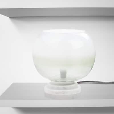 Casey River of Goods White Marble and Blown Glass Globe Shade 13-Inch Accent Lamp - 9.75" x 9.75" x 13'
