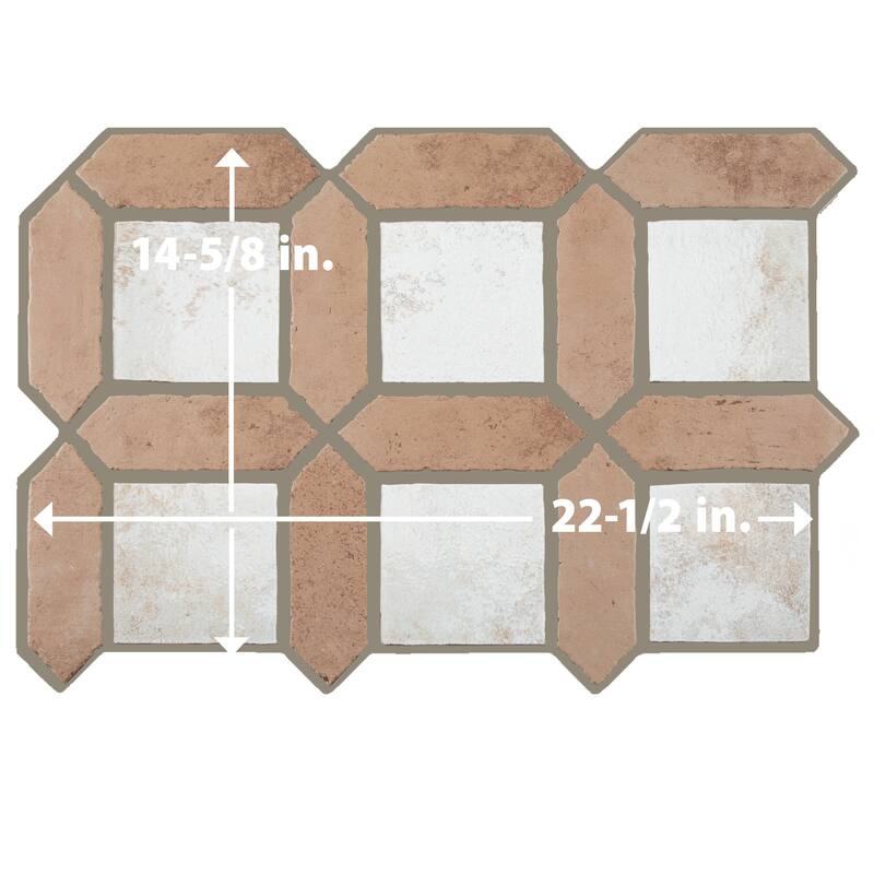 Merola Tile Picket Arenta Cotto with White Square 14-5/8" x 22-1/2" Porcelain Floor and Wall Tile
