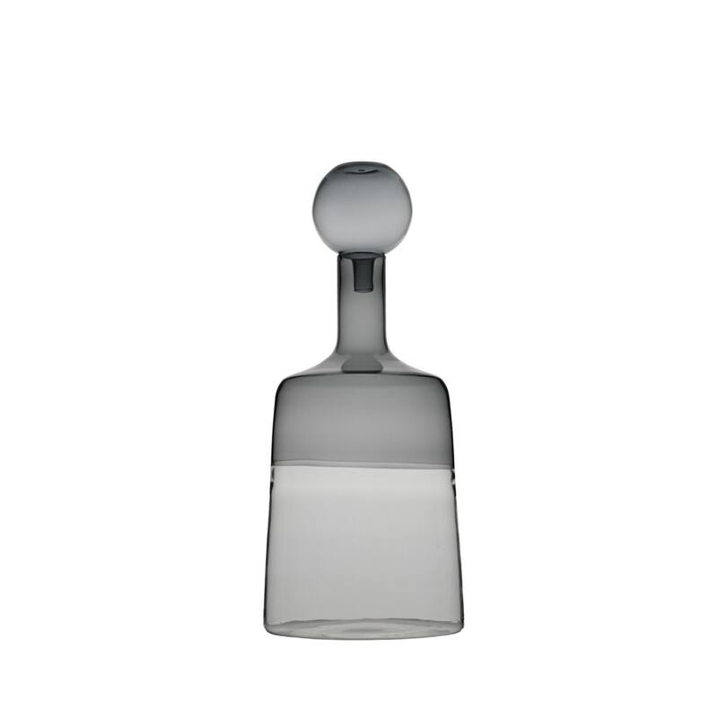 Wide Base Glass Bottle Vase - 14" - Clear and Gray