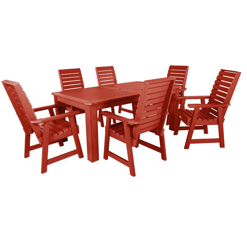 Weatherly 7-piece Outdoor Dining Set - 42" x 72" Table, Dining-height - Rustic Red