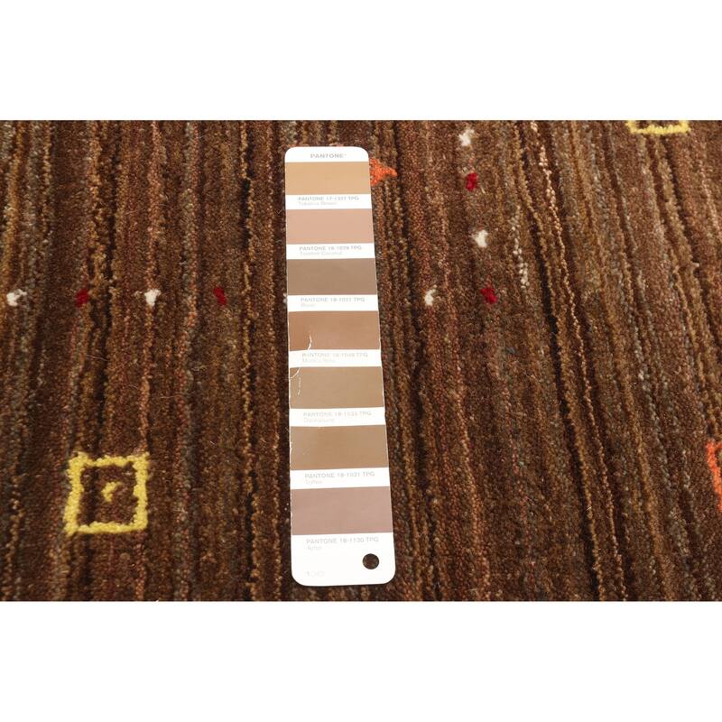 ECARPETGALLERY Hand Loomed Kashkuli Gabbeh Brown Wool Rug - 5'0 x 7'9