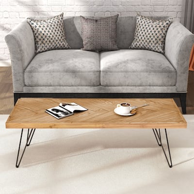Easy Assembly Pattern Coffee Table with Metal Legs
