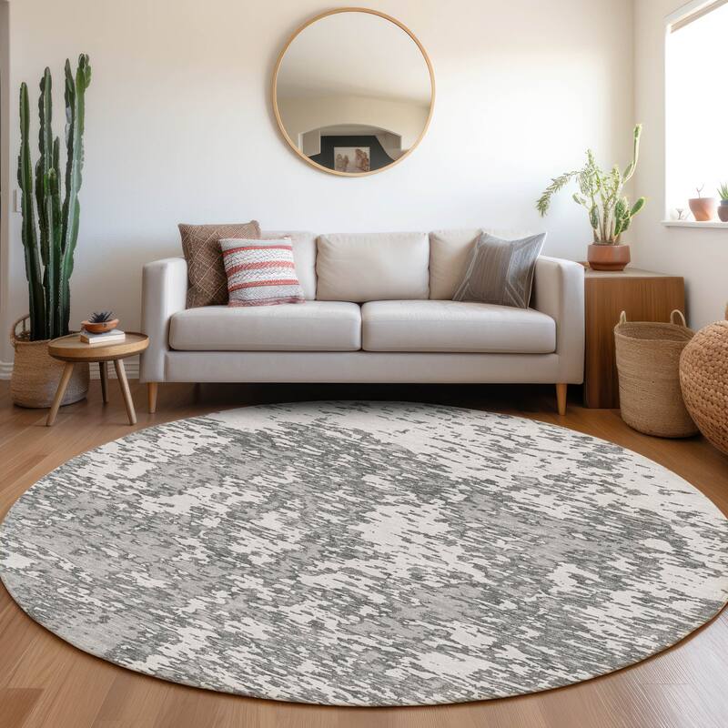 Premium Washable Super Soft Abstract Pixels Mayfield Rug - Gray - 8' x 8'