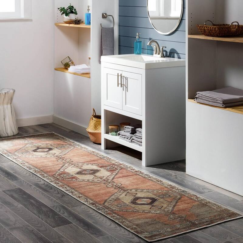 Livabliss Traditional Antiquity Medallion Area Rug - 2'7" x 7'3" - Camel