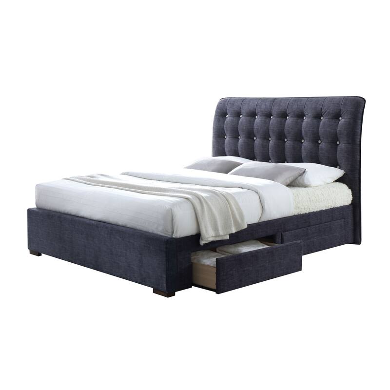 Whitman Dark Grey Platform Bed with Storage