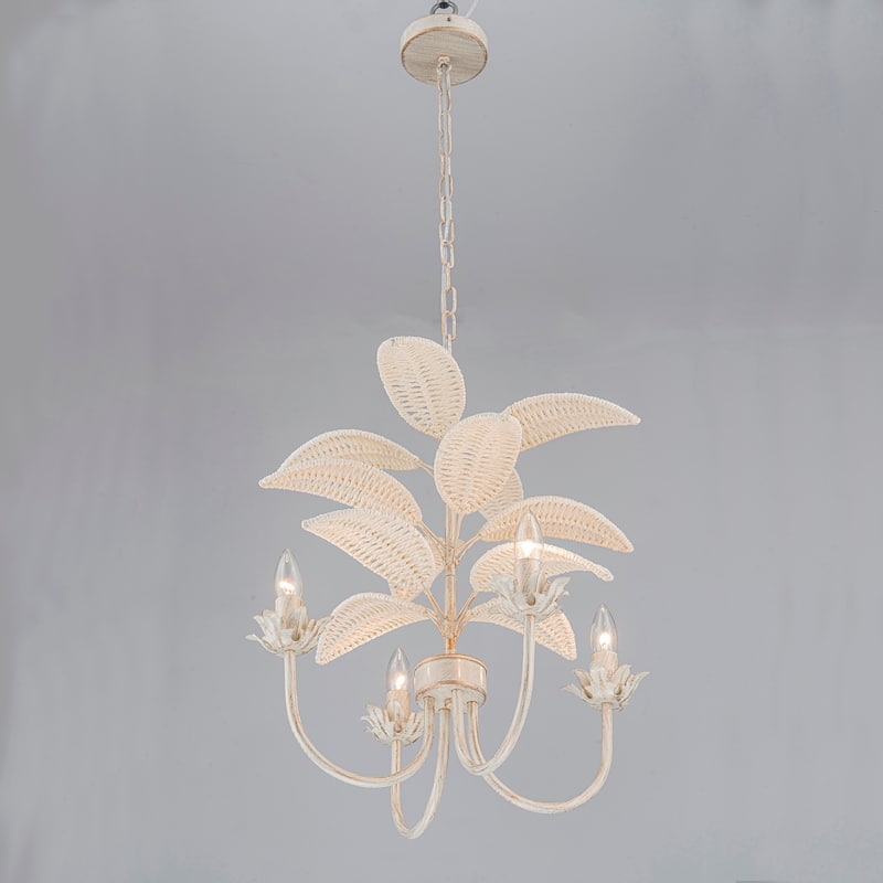 Lana 4-Light Brushed White Modern Coastal Mini Chandelier - 19 In. Wide