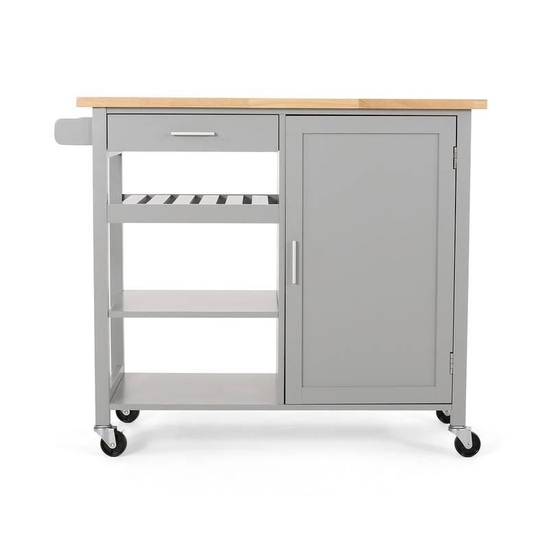 Modern Wooden Kitchen Cart with Wheels Drawer and Cabinet by Christopher Knight Home