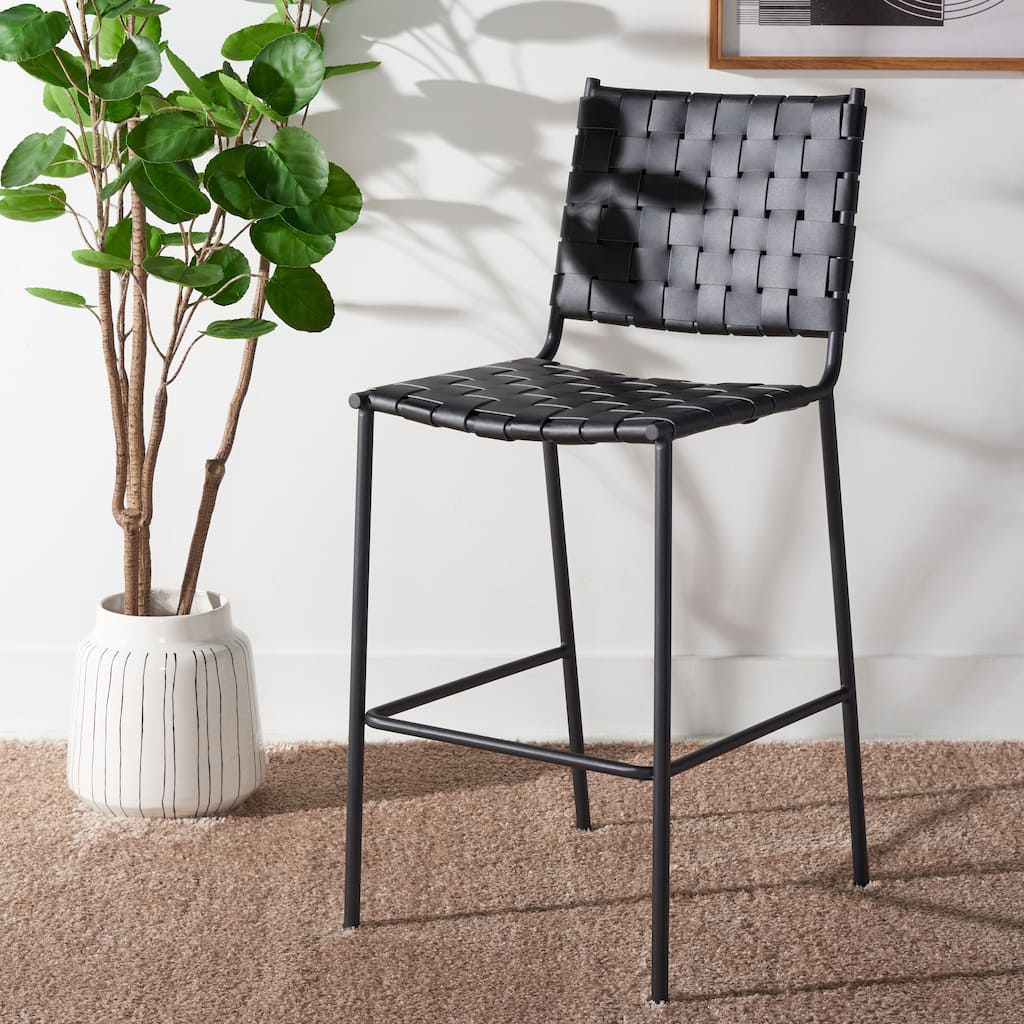 SAFAVIEH Malissie Woven Counter Stool - 18.5" W x 21" L x 40" H - 19Wx21Dx40H
