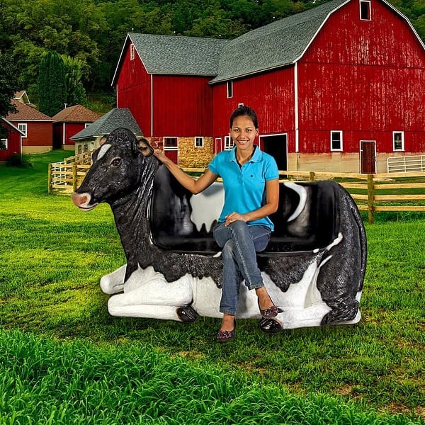 slide 2 of 12, Design Toscano Cowch Holstein Cow Bench