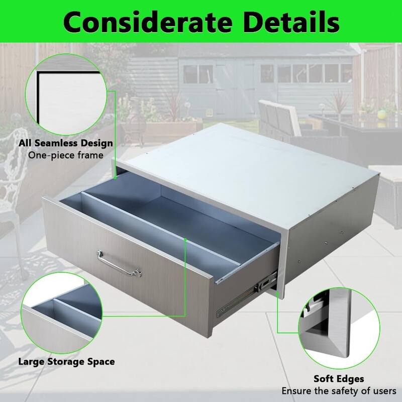 Effortless Sliding Rails Outdoor Kitchen Drawer with Spacious Storage Capacity
