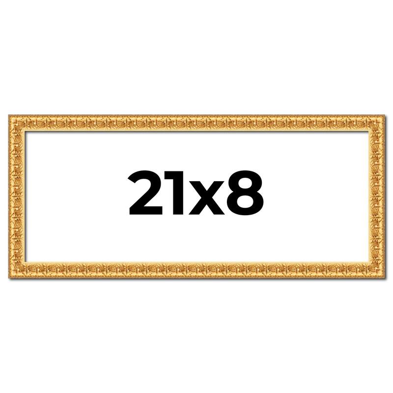 21x8 Frame Gold Real Wood Picture Frame Width 1 inches | Interior