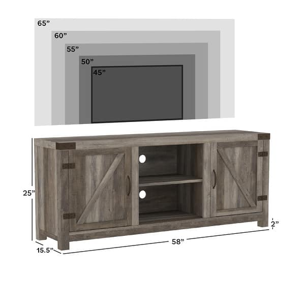 dimension image slide 3 of 8, Middlebrook Firebranch 58-inch Barn Door TV Stand