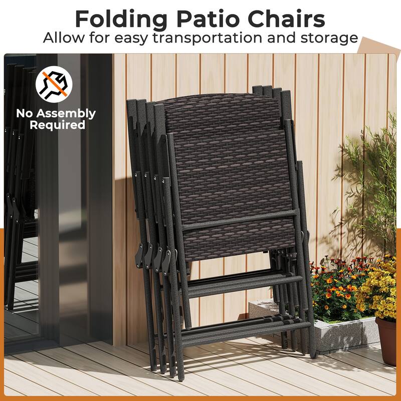Gymax Outdoor Folding Chairs Set of 2 w/ Armrests & Metal Frame