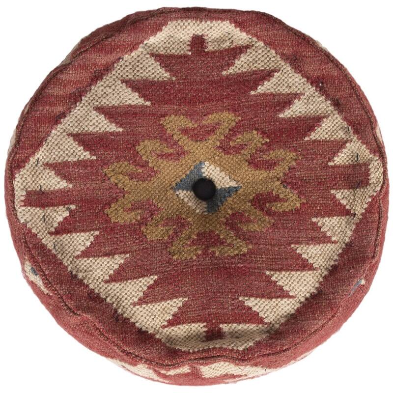 HERAT ORIENTAL Handmade Wool & Jute Upholstered Pouf