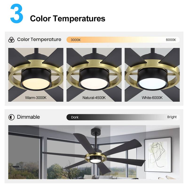 60 in. 6-Plywood Blades Indoor LED Ceiling Fan with Remote