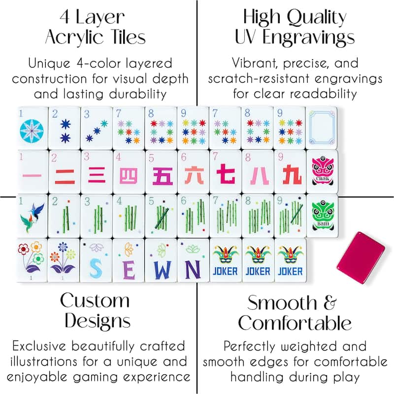 Sweet Jojo Designs American Mahjong Tile Set (160pc) 1.25in. Layered Acrylic with Paisley Travel Bag - Beautiful Luxury Pink