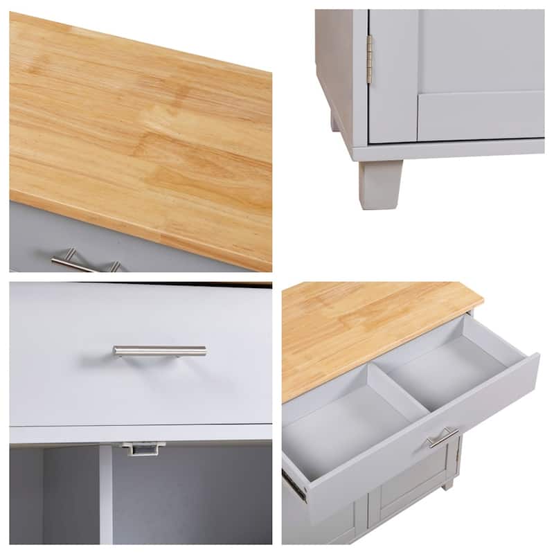 Rolling Kitchen Cart with Adjustable Shelf Tower Rack and Rubber Top