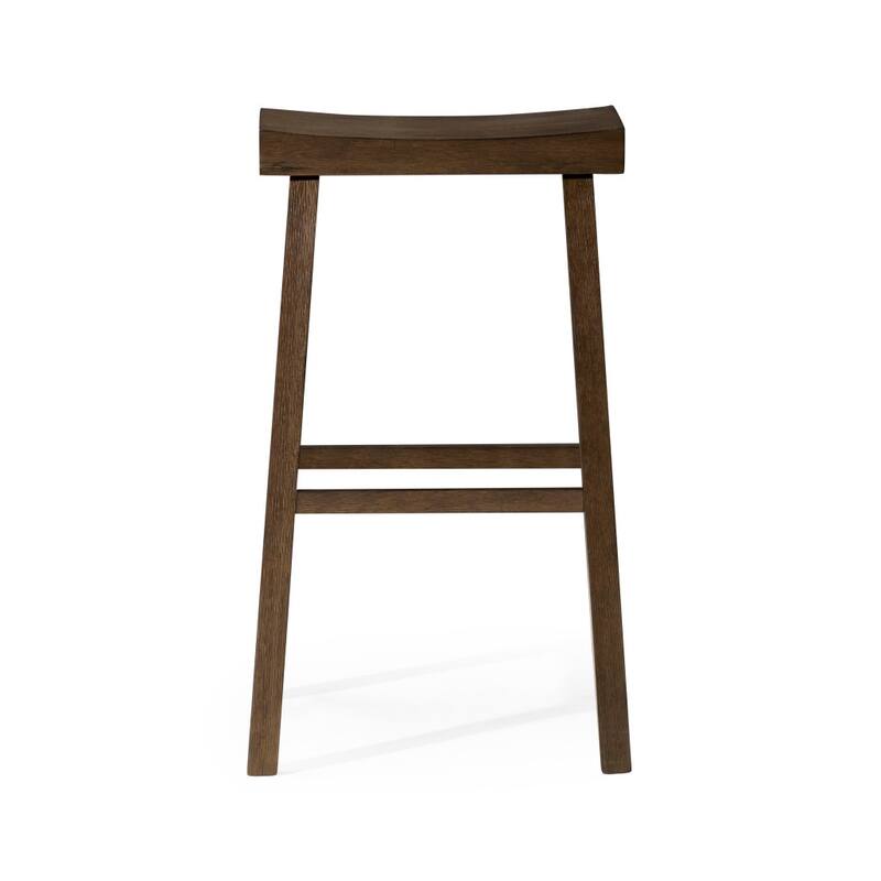 HomeRoots 31" Brown Solid Wood Backless Bar Height Bar Chair