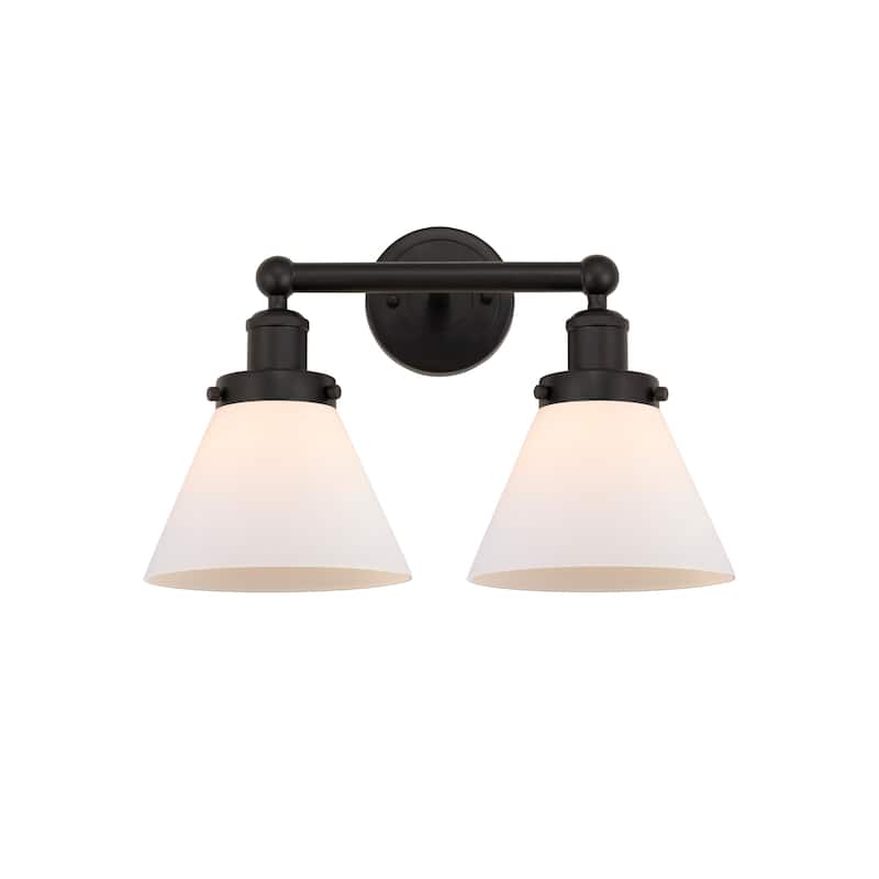 Innovations Lighting 616-2W-10-16-L Cone Vanity Cone 2 Light 16" Wide - Oil Rubbed Bronze / Matte White