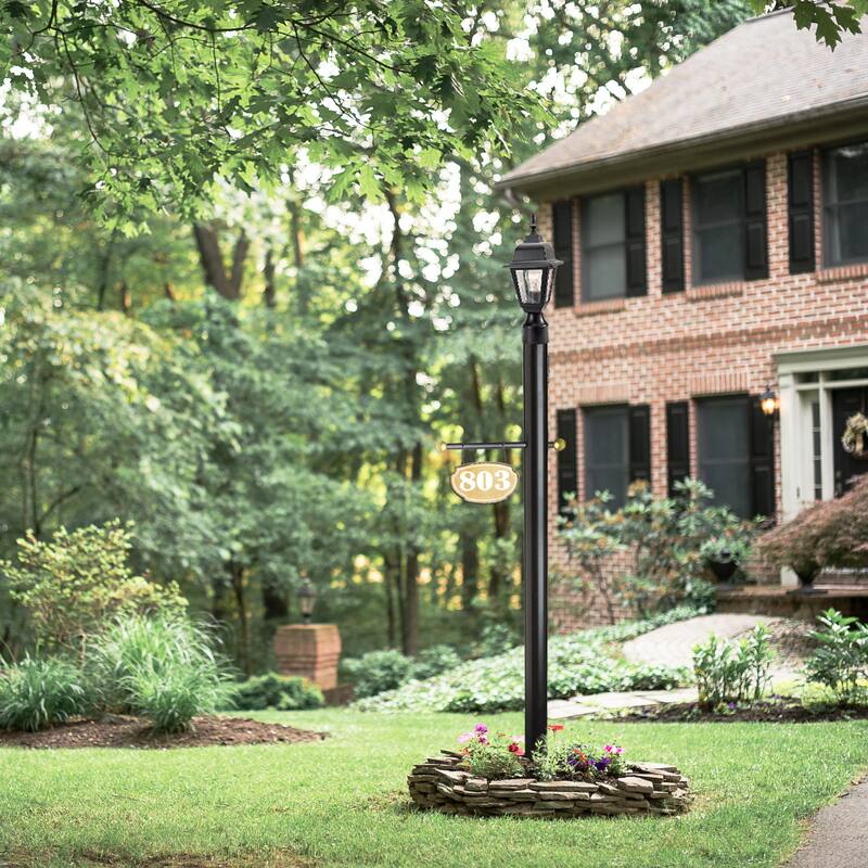 Design House 501817 Outdoor Lamp Post with Cross Arm 80-Inch by 3-Inch Black