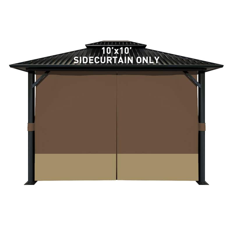Aoodor 10' x 10' Gazebo Curtain Set，Curtain Only - 10'x10' - Coffee and Khaki