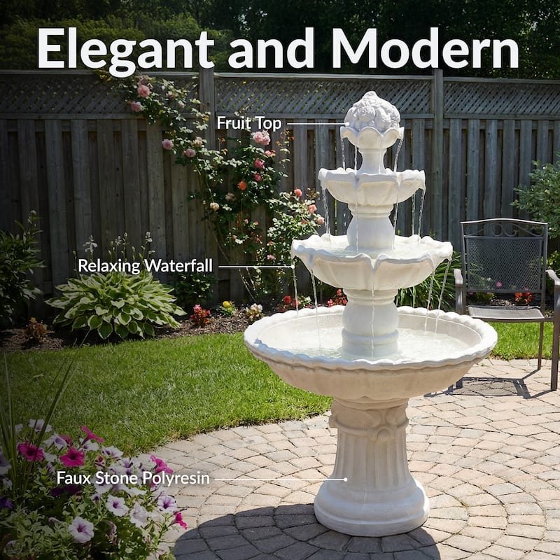 4-Tier Fruit Top Outdoor Water Fountain Backyard Garden Feature - 52"