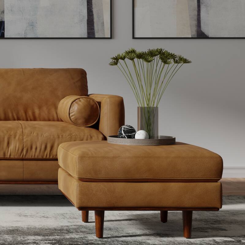 Morrison Ottoman in Sienna Genuine Leather