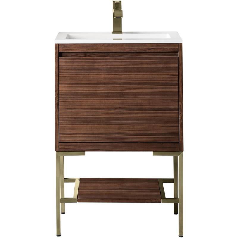 James Martin Vanities 805-V23.6-CB-GW Mantova 24" Single Basin Poplar - Mid-Century Walnut - Walnut Finish