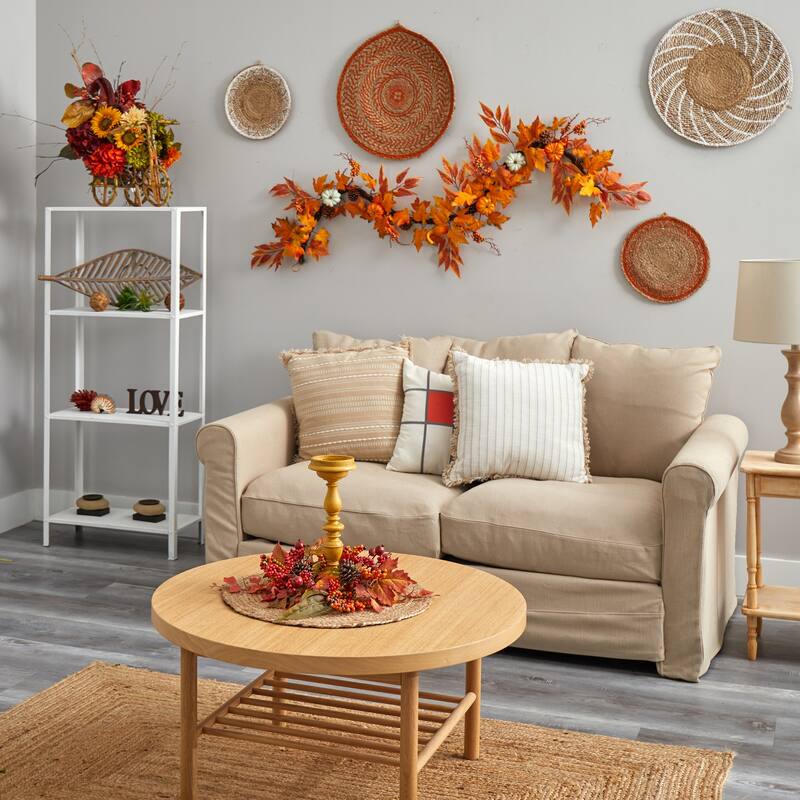 Fall Garland 6Ft Artificial Maple Leaf Pumpkin Pinecone Decor Harvest Autumn Home Decor - 72