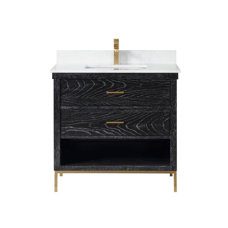 Altair Kesia Bathroom Vanity with White Composite Stone Top without Mirror