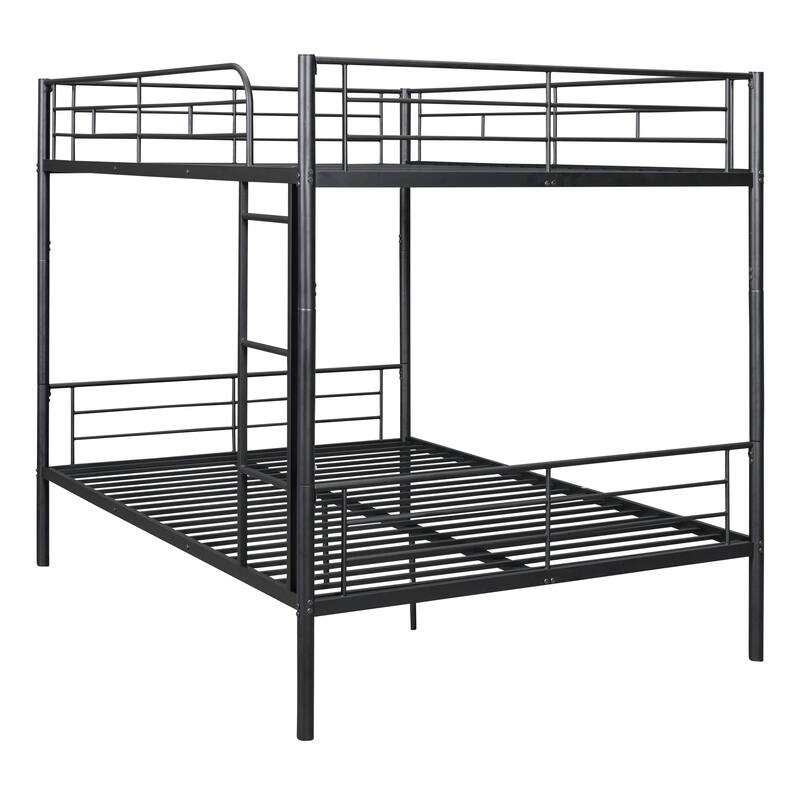 Full Over Full Metal Bunk Bed with Sturdy Iron Frame, Space-Saving Design for Kids and Teens