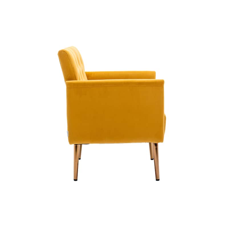 Velvet Upholstered Tufted Accent Chair With Golden feet