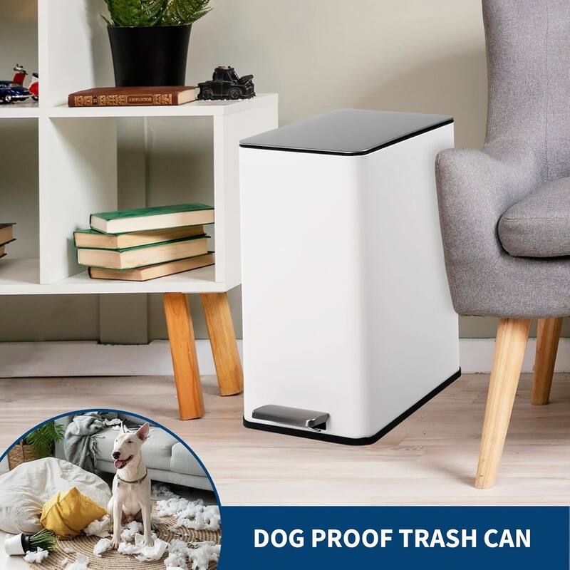 4 Gallon Stainless Steel Slim Trash Can, Garbage Bin for Office, Living Room