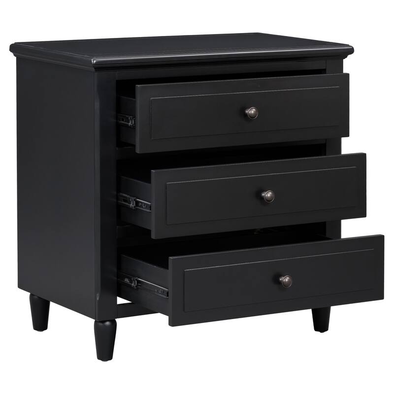 3 Drawer Nightstand Storage Wooden Chest
