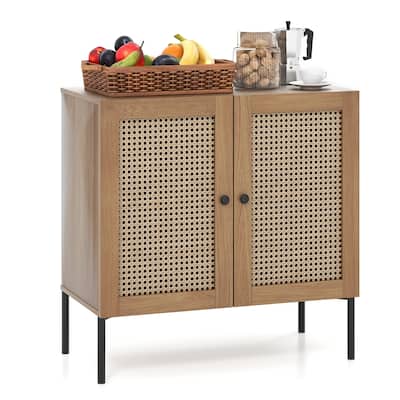 Costway Rattan Buffet Sideboard Cabinet Cupboard w/ Adjustable Shelf - See Details